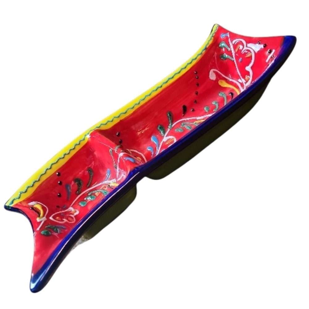 ANTONIO ORTIZ RUIZ | Vibrant‎ Colorful Handpainted Ceramic Appetizer Snack Tray